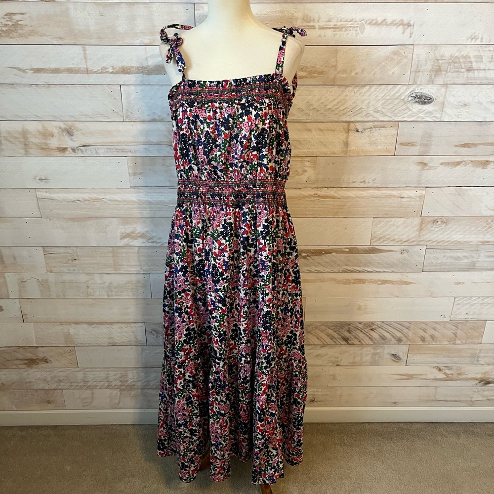 J. Crew size L Smocked dress in watermark floral print - Picture 2 of 10